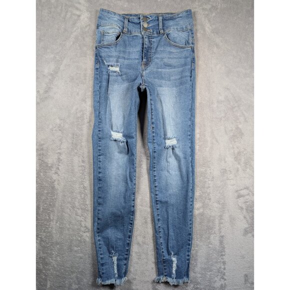 C'est Toi High Rise Jeans Womens Size 11 29 Light Wash Distressed Modern - Picture 1 of 11